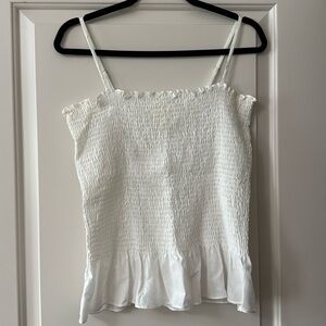 Maeve Smocked White Top, Medium
